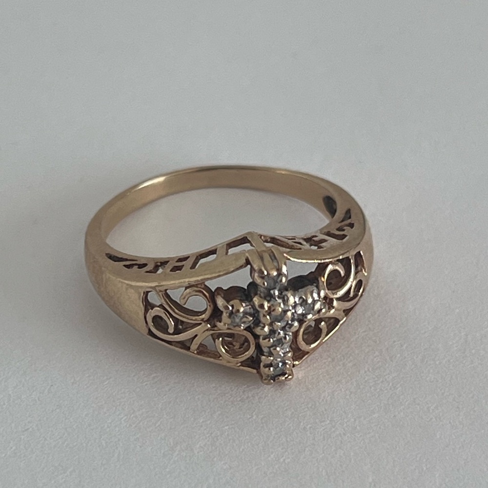 14k cross ring